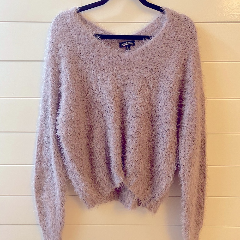 Fluffy purple gray sweater